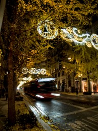 Bus In Granada at night